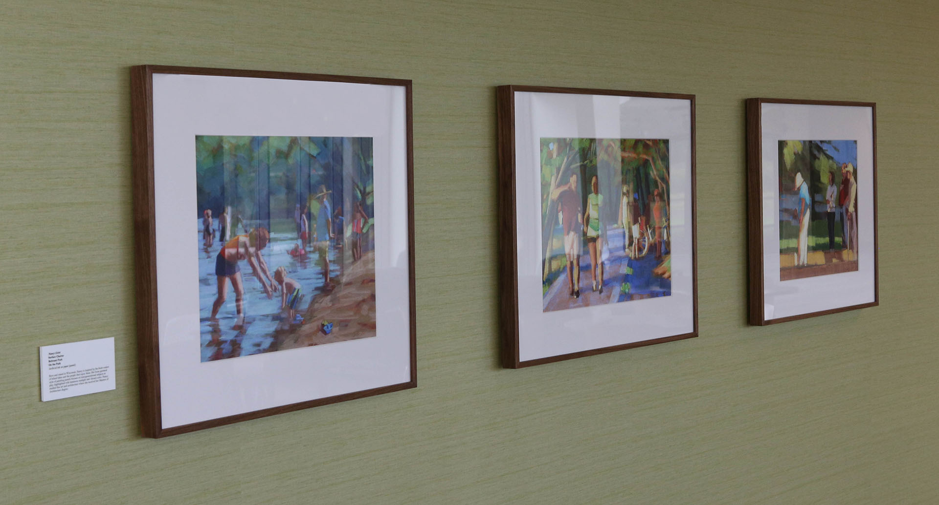 three art pieces hang on a wall in the rehab services of Tomah health