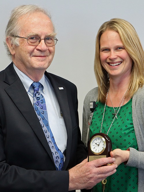 RWHC executive director presents the RWHC Rural Health Ambassador Award to Tomah Health's Obstetrics director