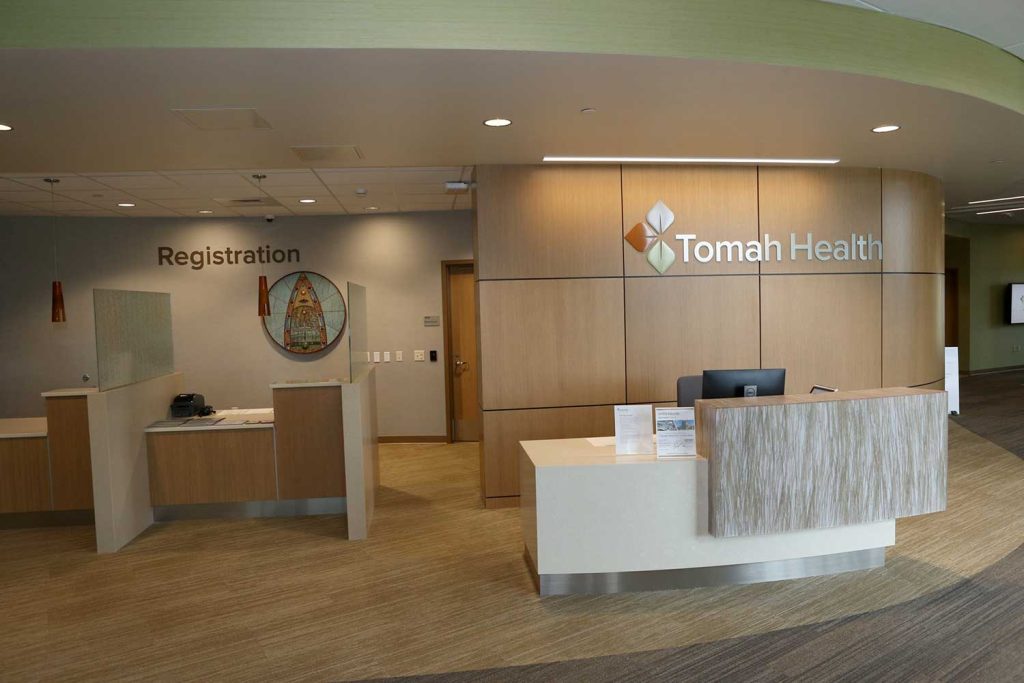 Resistration stations at Tomah Health