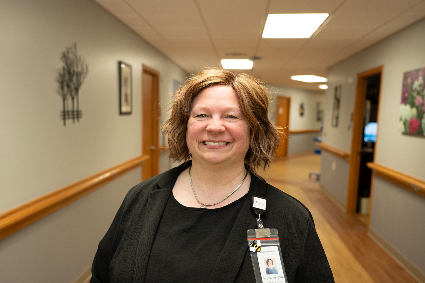 Amanda Burkhalter, Hospice and Palliative Care Director at Tomah Health, stands in Serenity House